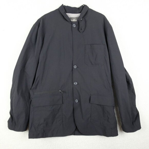 Eddie Bauer Travex Coat Mens 42 Large Black Button Up Casual City Chin Strap - Picture 1 of 9